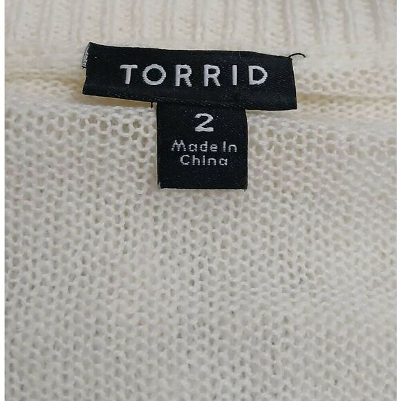 Torrid womens 2xl open knit linen cotton cream ivory shirt top sheer - Picture 6 of 8